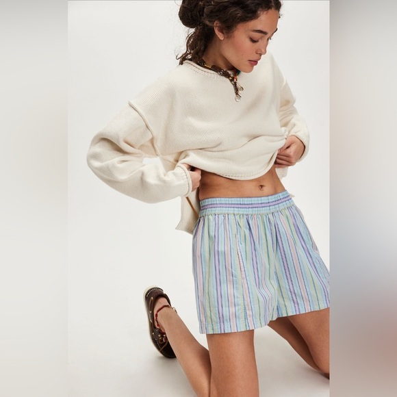 Free People Pants - Get Free Striped Pull Pn Shorts NWOT sky blue combo